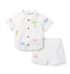 The Embroidered Cabana Matching Baby Set