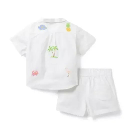 The Embroidered Cabana Matching Baby Set