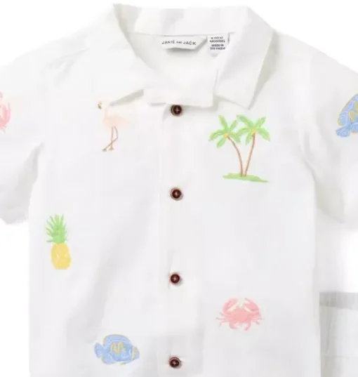 The Embroidered Cabana Matching Baby Set