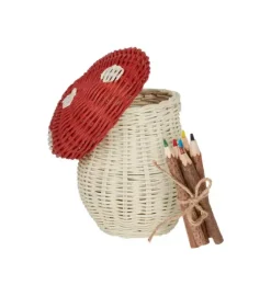 Toadstool Basket - Red & Chalk