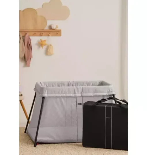 Travel Crib Light Silver & Fitted Sheet Bundle Pack