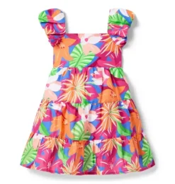 Tropical Floral Tiered Dress
