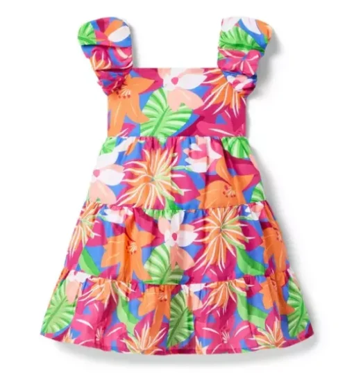Tropical Floral Tiered Dress