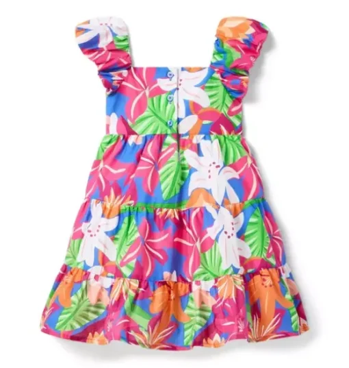 Tropical Floral Tiered Dress