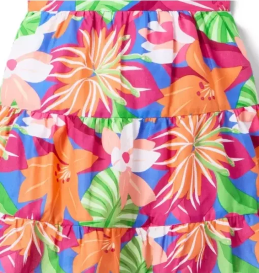 Tropical Floral Tiered Dress