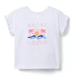 Vacay Ruffle Sleeve Tee