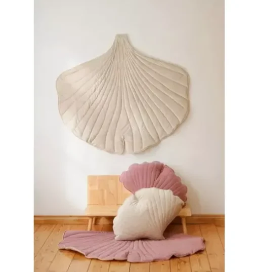 Velvet “Cream” Ginkgo Leaf Pillow