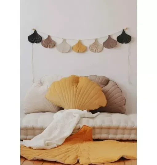 Velvet “Honey” Ginkgo Leaf Pillow