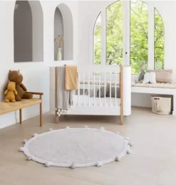 Washable Rug Bubbly Light Grey - White
