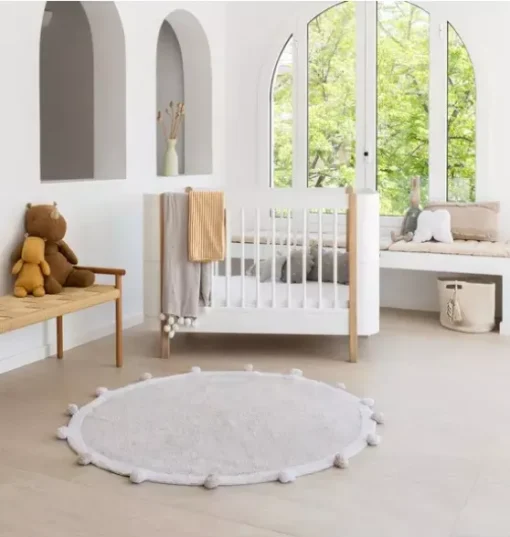 Washable Rug Bubbly Light Grey - White