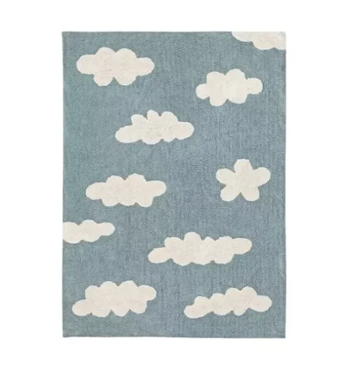 Washable Rug Clouds Vintage Blue