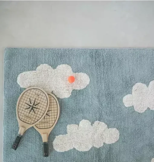 Washable Rug Clouds Vintage Blue