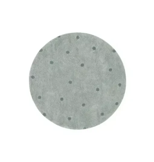 Washable Rug Round Dot  Blue Sage