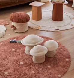 Washable Rug Round Dot Chestnut