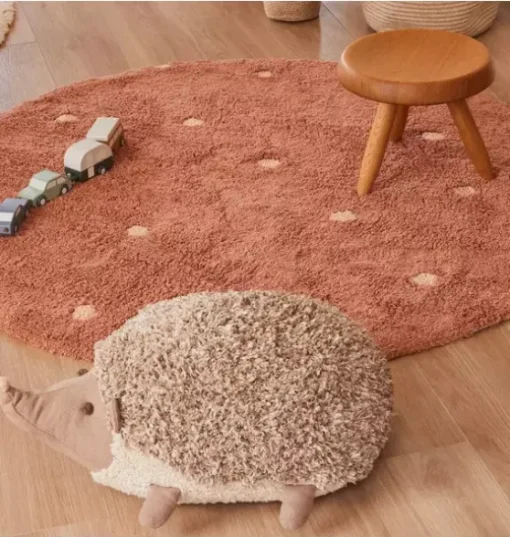 Washable Rug Round Dot Chestnut