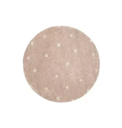 Washable Rug Round Dot  Rose