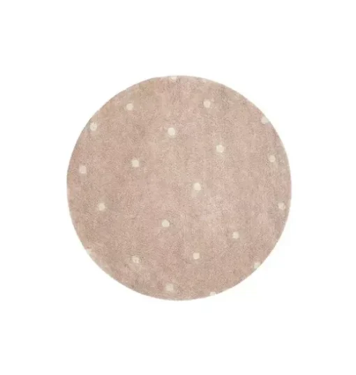 Washable Rug Round Dot  Rose