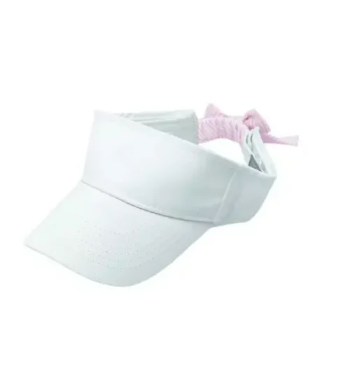 White Visor with Pink Seersucker Bow