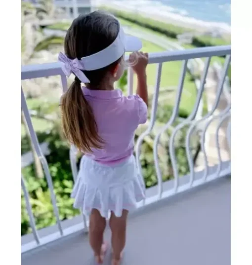 White Visor with Pink Seersucker Bow