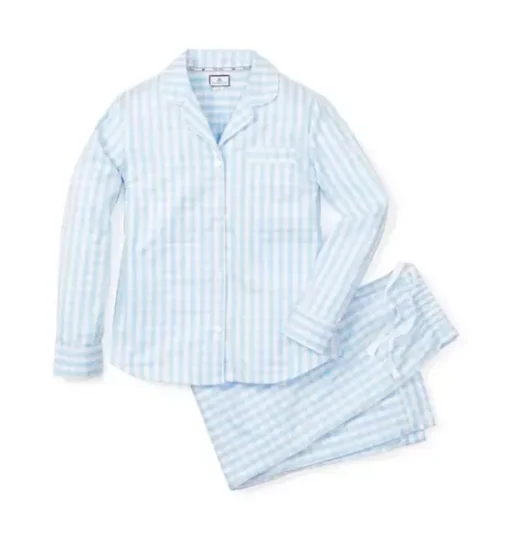 Women's Light Blue Gingham Pajama Set