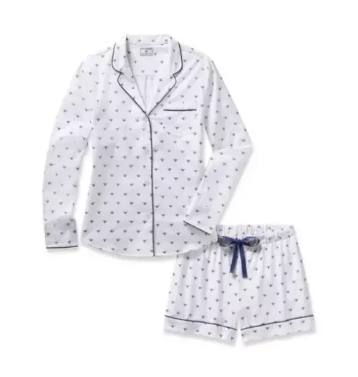 Women's Twill Long Sleeve Short Set in Buzzing Bees