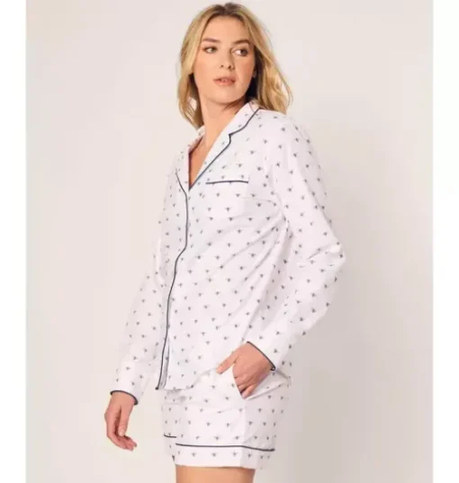 Women's Twill Long Sleeve Short Set in Buzzing Bees