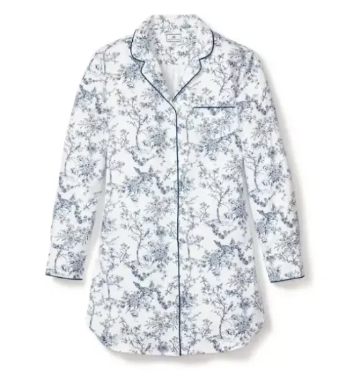 Women's Twill Nightshirt in Blue Timeless Toile
