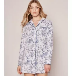 Women's Twill Nightshirt in Blue Timeless Toile