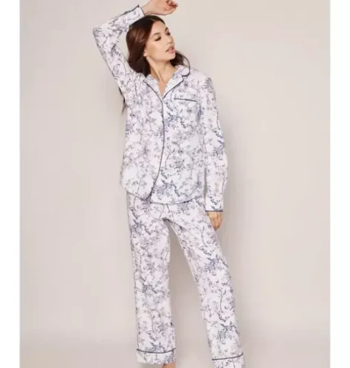 Women's Twill Pajama Set in Blue Timeless Toile