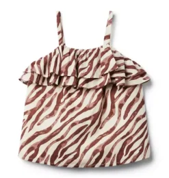 Zebra Ruffle Top