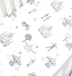 Adventures in Wonderland Crib Sheet - Aqua