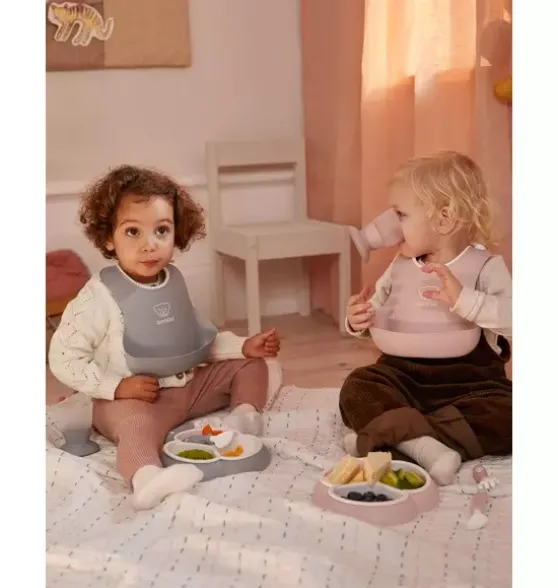Baby Bib 2-Pack, Gray / Pink