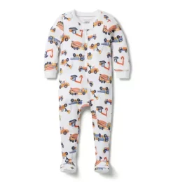 Baby Good Night Footed Pajama In Construction Trucks