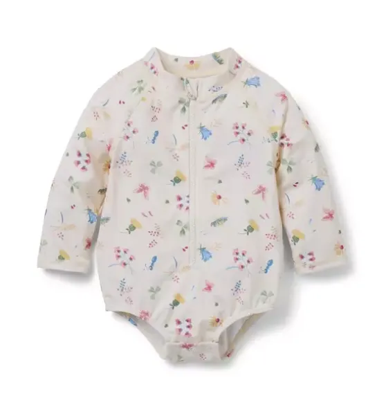 Baby Recycled Bug Floral Rash Guard Swimsuit