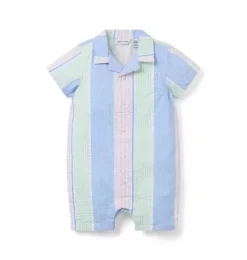 Baby Striped Seersucker Stripe Romper