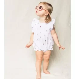 Baby's Twill Ruffled Romper in Bateau