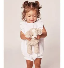 Baby's White Twill Ruffled Romper