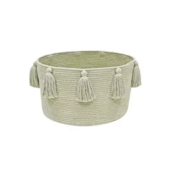 Basket New Tassels Olive