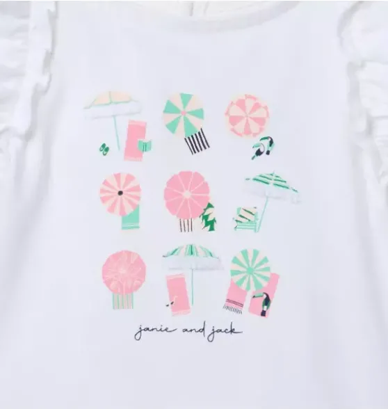 Beach Umbrella Ruffle Sleeve Tee