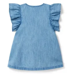 Chambray Ruffle Sleeve Dress