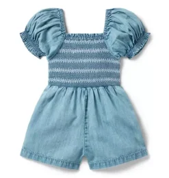 Chambray Smocked Romper