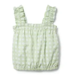 Checked Ruffle Strap Top