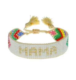 Chevron Rainbow MAMA Beaded Bracelet