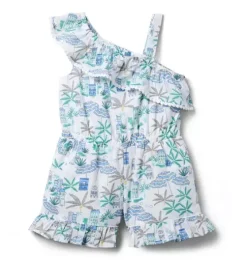 Coastal Getaway Ruffle Shoulder Romper