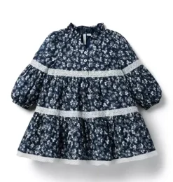 Ditsy Floral Lace Trim Dress