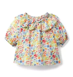 Ditsy Floral Ruffle Collared Top
