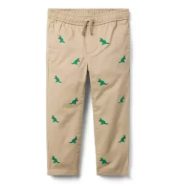 Embroidered Dinosaur Heart Twill Jogger