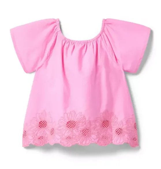 Embroidered Floral Hem Top