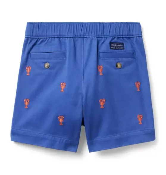 Embroidered Lobster Pull-On Short