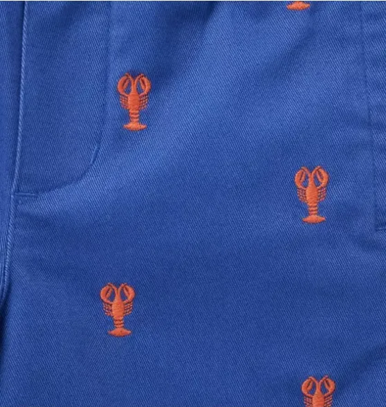 Embroidered Lobster Pull-On Short